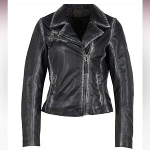 - NWT MAURITIUS LEATHER
CHRISTY RF JACKET IN BLACK / DENIM